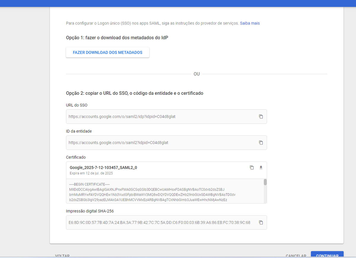Download dos Metadados